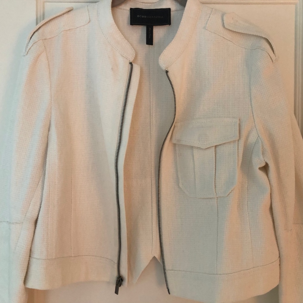 White cropped military jacket